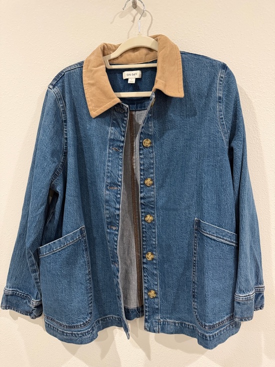 ON 34th Jackets & Blazers - ON 34° Blue Denim Jacket with Tan Corduroy Collar
